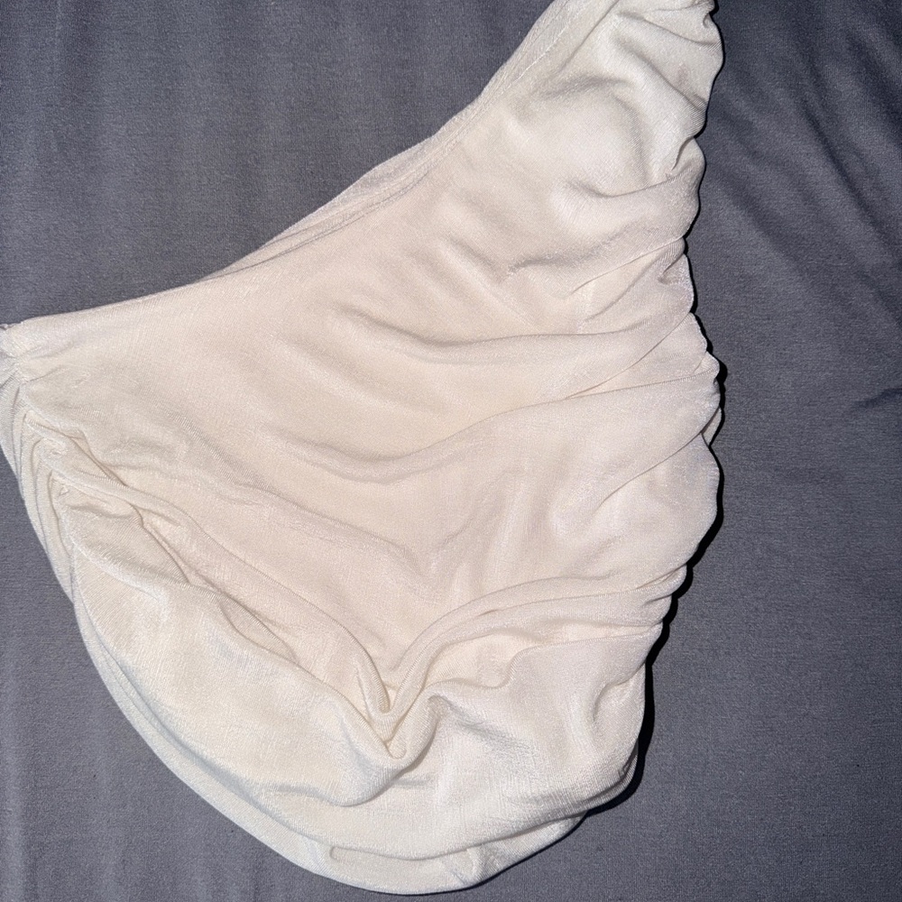 White Ruched One-Shoulder Top